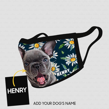 Personalized Dog Gift Idea - Bull Dog With Daisy For Dog Lovers - Cloth Mask